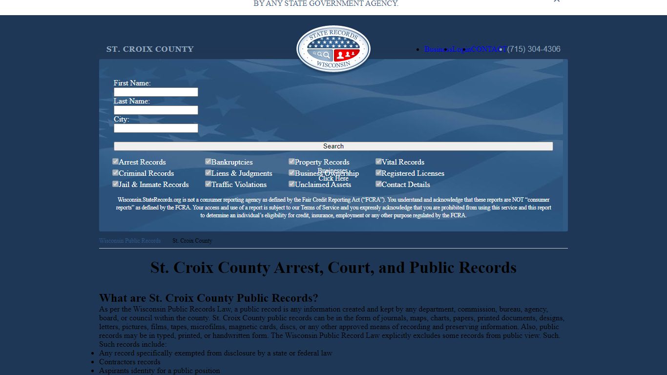 St. Croix County Arrest, Court, and Public Records